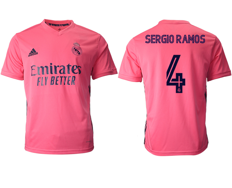 Men 2020-2021 club Real Madrid away aaa version #4 pink Soccer Jerseys->real madrid jersey->Soccer Club Jersey